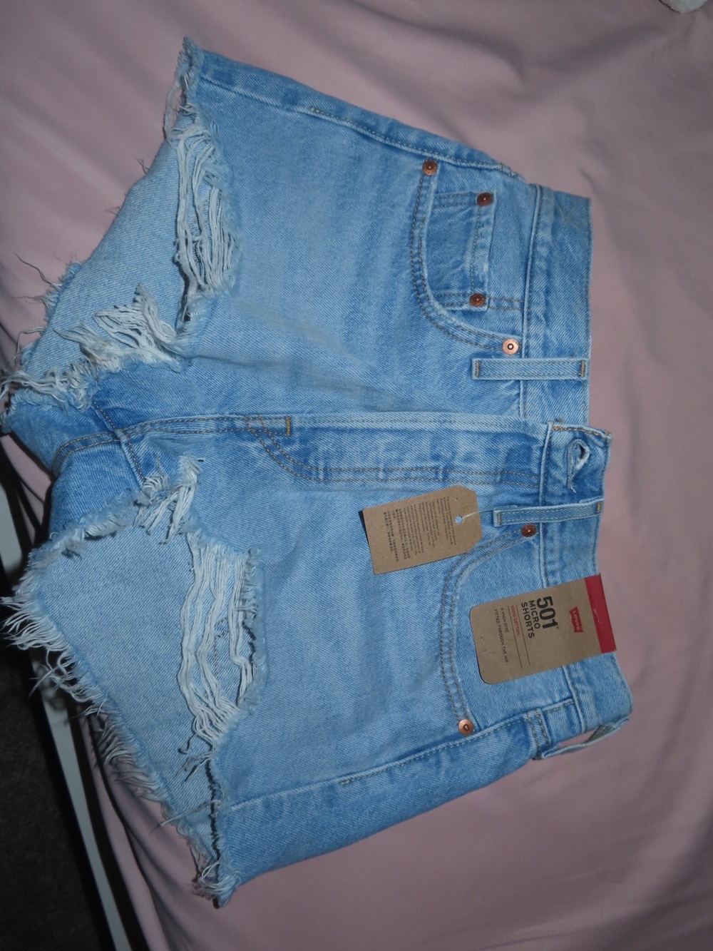 Levi's Light Blue Distressed Cutoff Denim Shorts